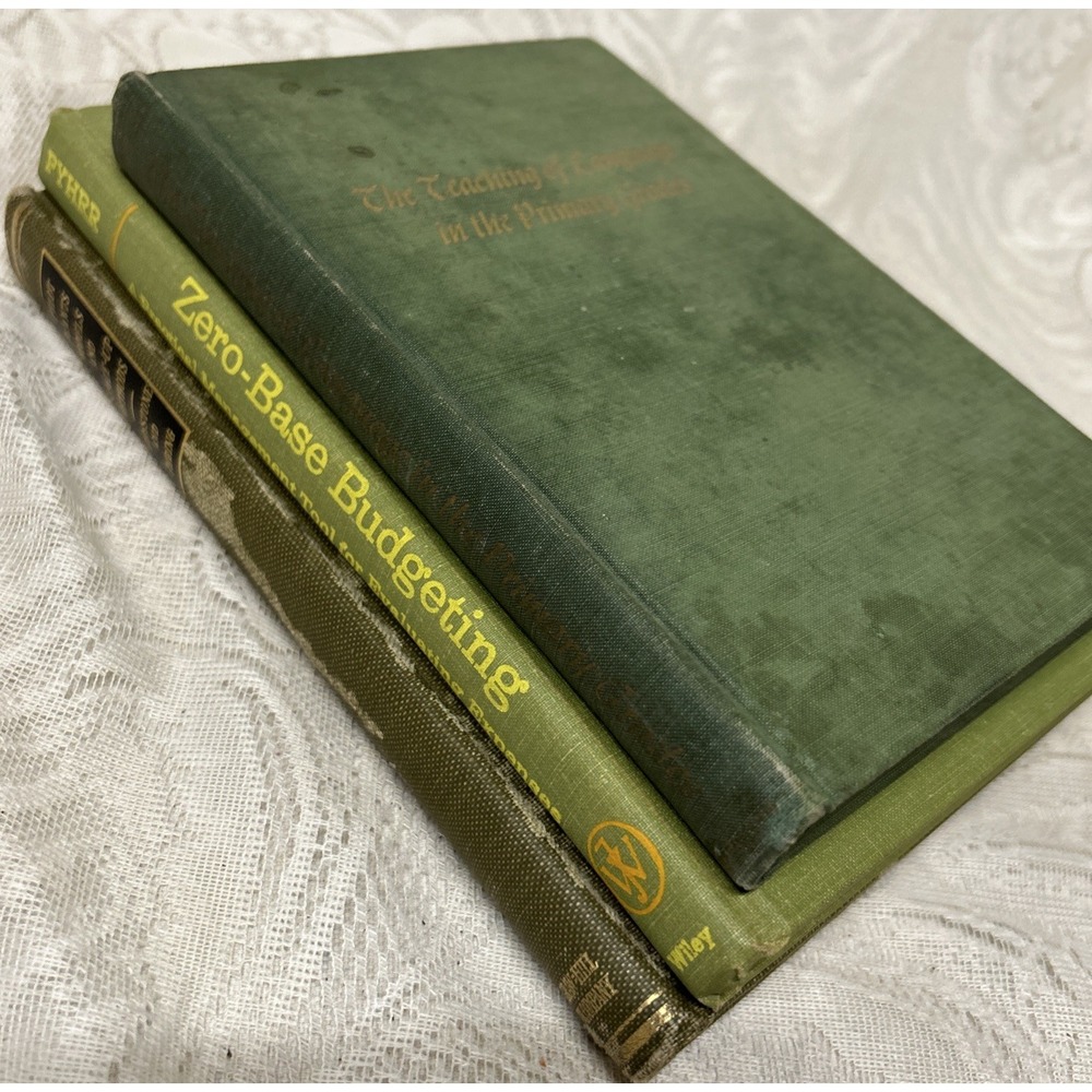 ANTIQUE BOOK Lot Of 3 Worn Display Staging Decor Shelf‎ Decorations, Educational